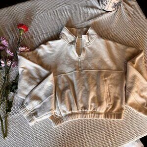 RSQ Off-White Quarter-Zip Hoodie